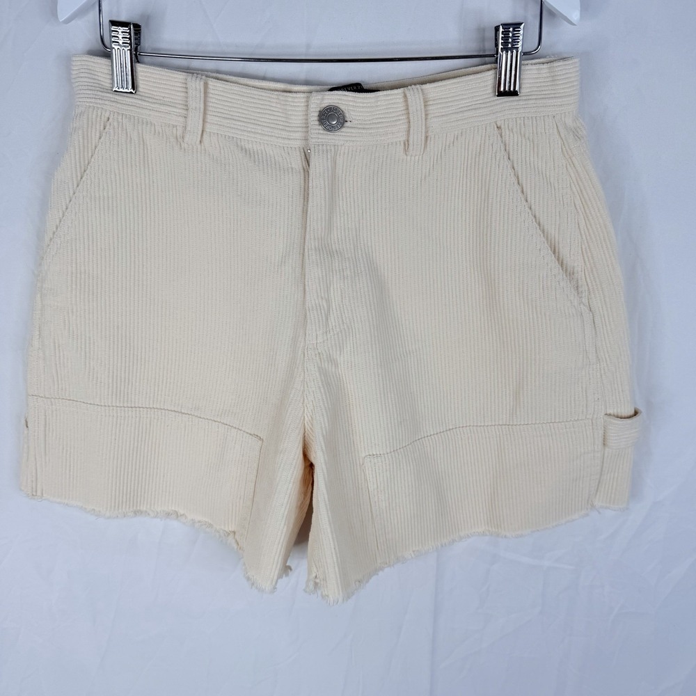 Forever 21 Cargo Shorts Women's SZ- Large Tan Corduroy Cutoff Raw Hem 28x3.5